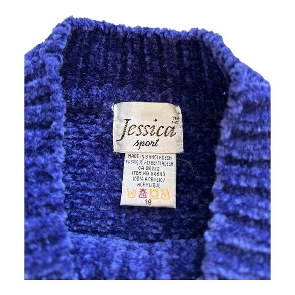 Jessica Sport Sweater Vintage Plus Size Chenille Mock Neck Cable Front - Size 18 - Picture 5 of 10